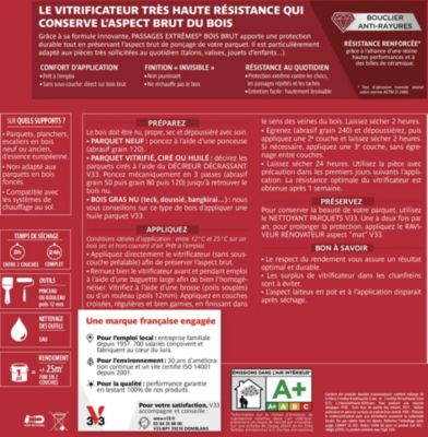 Vitrificateur passages extrêmes V33 bois brut 5L + 20% gratuits