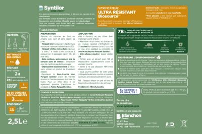 Vitrificateur Syntilor ultra résistant Biosourcé incolore satiné 2,5L