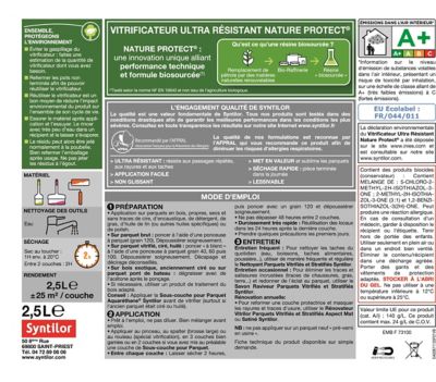 Vitrificateur Syntilor ultra résistant biosourcé Nature Protect chêne satiné 2,5L