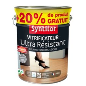 Vitrificateur ultra résistant Syntilor chêne clair satiné 5L + 20% gratuit