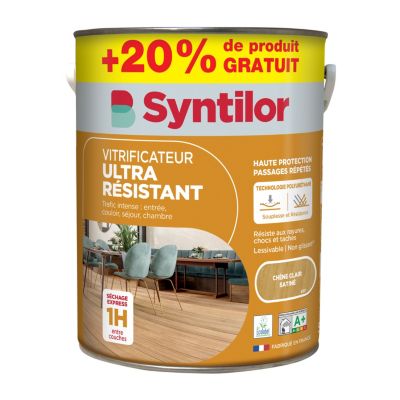 Vitrificateur ultra résistant Syntilor chêne clair satiné 5L + 20% gratuit