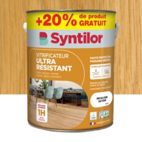 Vitrificateur ultra résistant Syntilor incolore satiné 5L + 20% gratuit
