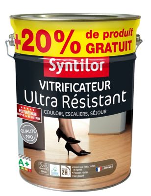 Vitrificateur ultra résistant Syntilor incolore satiné 5L + 20% gratuit