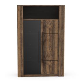 Vitrine 1 porte vitrée 3 rayons en verre, 3 rayons et 1 niche H175,8 cm - MALA