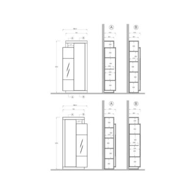 Vitrine 2 portes collection DOMI. Coloris gris anthracite et chêne foncé