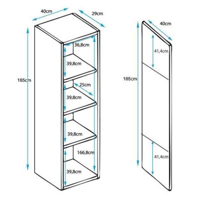 Vitrine armoire LED contemporaine - Noir et blanc - Verre - 1 porte - 4 compartiments - 40x165x29 cm