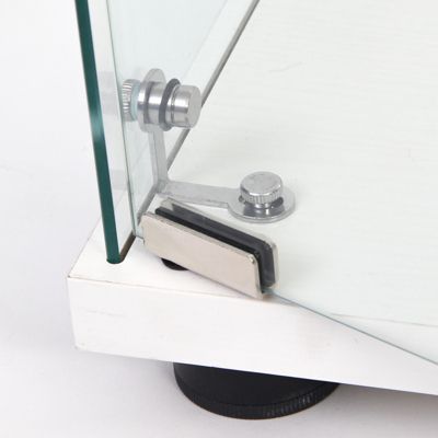 Vitrine en Verre - 3 étagères en Verre - avec Portes et Serrure - Blanc