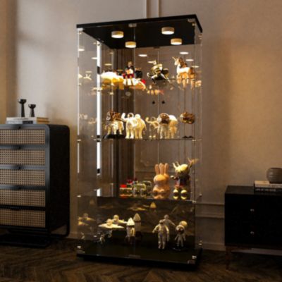 Vitrine en verre avec 4 étagères, vitrine à 2 portes avec lumière et ...