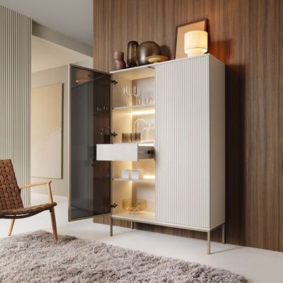 Vitrine Laval WTSZ104 - eclairage LED, largeur 104 cm, hauteur 166 cm, profondeur 39 cm, Couleur cachemire