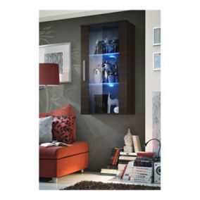 Vitrine LED Murale Design "Neo II" 110cm Wengé avec système LED.