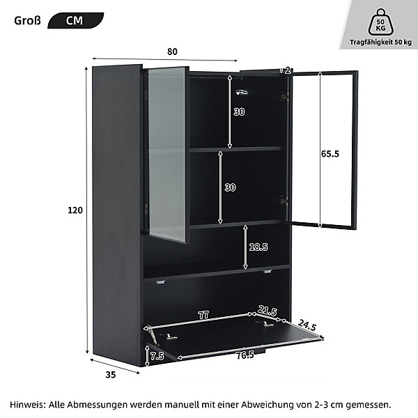 Vitrine LED moderne 80x120x35cm- avec éclairage LED 16 couleurs - avec 2 portes vitrées - avec compartiments de rangement - Noir | Leroy Merlin Vitrine LED moderne 80x120x35cm- avec éclairage LED 16 couleurs - avec 2 portes vitrées - avec compartiments de rangement - Noir | Leroy Merlin