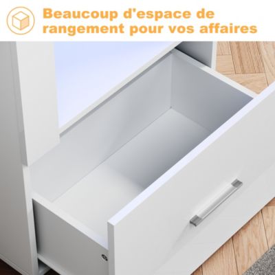 Vitrine LED Sirhona Blanc 1720 x 550 x 350 mm Meuble de rangement avec un tiroir de grande capacité, 3 compartiments en verre