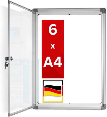 Vitrine murale 68 x 73 cm avec cadre en aluminium, 6 x A4 Panneau magnetique inscriptible tableau affichage avec magnets