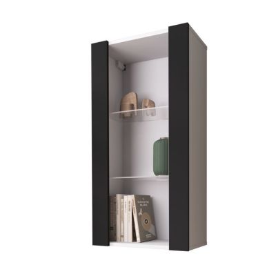 Vitrine Murale Komodee TIVOLI - sans LED - Noir et Blanc - Facades en Mat - 50 x 100 x 29 cm