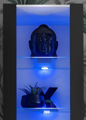 Vitrine Murale Komodee TIVOLI - sans LED - Noir et Blanc - Facades en Mat - 50 x 100 x 29 cm