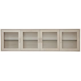 Vitrine murale Porto avec 4 portes et 4 niches - Chêne massif et MDF - Naturel