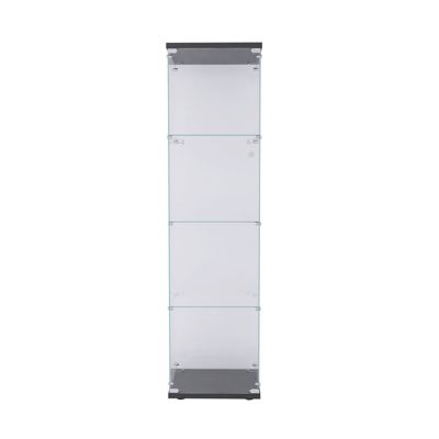Vitrine sur pied en verre, 4 couches, 1 porte, 42x36x164cm, pour salon, chambre à coucher, bureau, Noir