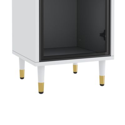 Vitrine vitrée de 170 cm de haut - Éclairage LED - 1 porte vitrée - 4 pieds - MDF+panneaux de particules - Blanc