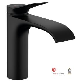 Vivenis Mitigeur de lavabo 110 sans tirette ni vidage, bec cascade, noir mat (75022670)