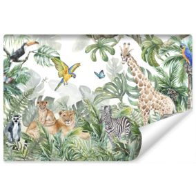 Vlieseline Papier Peint ANIMAUX Plantes Feuilles Tropicales Nature 135cm x 90cm