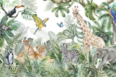 Vlieseline Papier Peint ANIMAUX Plantes Feuilles Tropicales Nature 405cm x 270cm