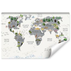 Vlieseline Papier Peint Photo CARTE DU MONDE Plantes Pour Chambre Enfants 315cm x 210cm