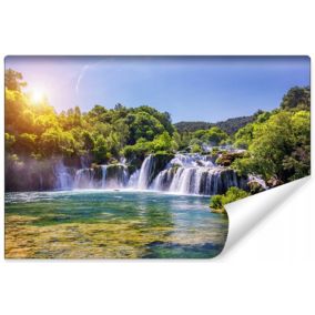 Vlieseline Papier Peint Photo CASCADE Chute D'Eau Arbres Nature Paysage 3D 300cm x 210cm