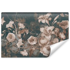 Vlieseline Papier Peint Photo FLEURS Feuilles Style Rétro Pour Salon 270cm x 180cm