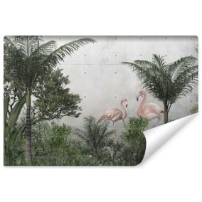 Vlieseline Papier Peint Photo PLANTES Flamants Béton Pour Chambre 360cm x 240cm