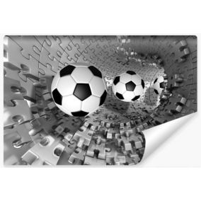 Vlieseline Papier Peint Photo Pour Chambre D'Adolescent TUNNEL Football Puzzle Abstraction 3D 300cm x 210cm