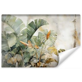 Vlieseline Papier Peint Photo Pour Chambre FEUILLES Aquarelle Nature 360cm x 240cm