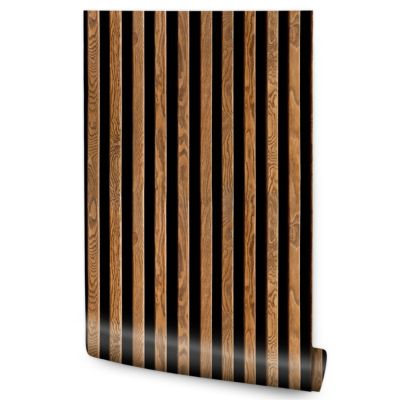 Vlieseline Papier Peint Pour Chambre LAMELLES Noir Et Marron Bois Imitation