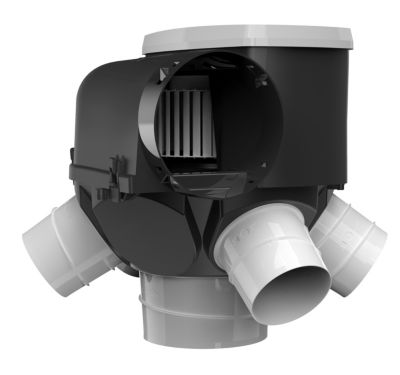 VMC simple flux autoréglable AUTOCOSY avec 3 bouches LINE - 4 sorties diam : 80mm + 1 sortie diam : 125mm