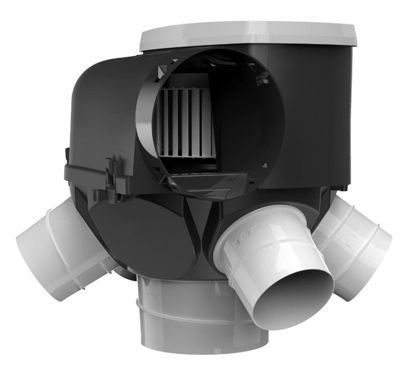 VMC simple flux autoréglable AUTOCOSY avec 3 bouches LINE - 4 sorties diam : 80mm + 1 sortie diam : 125mm