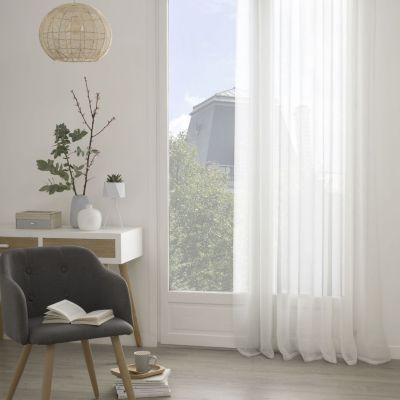 Voilage à 8 œillets Blanc, l. 140 x H. 240 cm, GEORGETTE