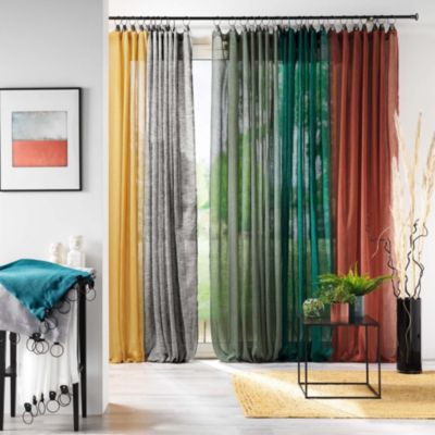Voilage a anneaux 140 x 240 cm voile tissé Linka Kaki
