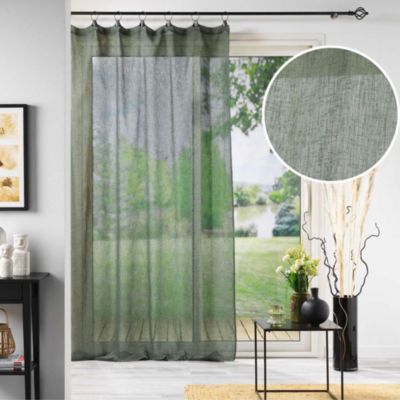 Voilage a anneaux 140 x 240 cm voile tissé Linka Kaki