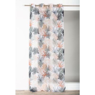 Voilage à œillets Albero feuillage tropical marron camel L.240 x l.140cm Rocle