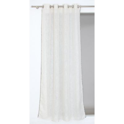 Voilage à œillets effet lin Meli blanc et broderie noire l.140 x H.240cm Rocle