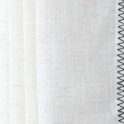 Voilage à œillets effet lin Meli blanc et broderie noire l.140 x H.240cm Rocle