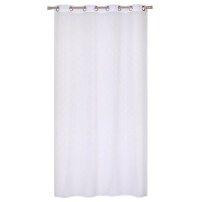 Voilage à œillets étamine effet fils coupés blanc L.240 x l.240cm Dylrev