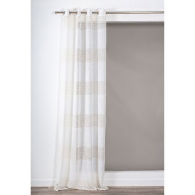 Voilage à œillets Grace broderie rayuré blanc ivoire L.260 x l.140cm Rocle