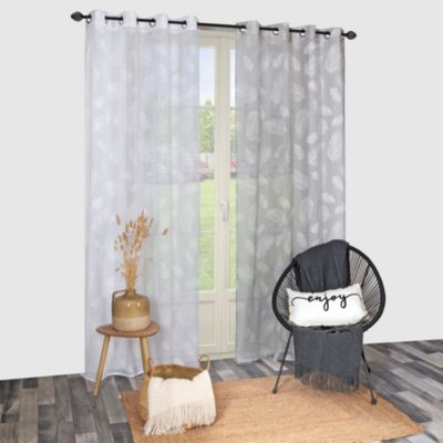Voilage à œillets imprimé gomme gris L.240 x l.140cm Dylrev