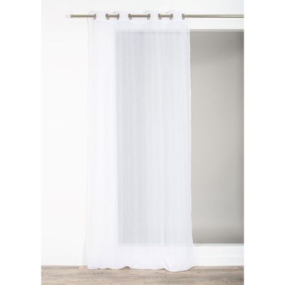 Voilage à œillets Trevi étamine effet fils coupés blanc L.240 x l.140cm Rocle
