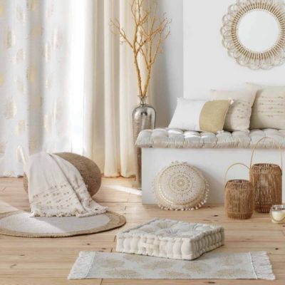 Voilage a oeillets 140 x 240 cm voile sablé Sunny gold
