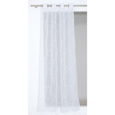 Voilage à oeillets effet jacquard Alma imprimé géométrique blanc ivoire L.240 x l.140cm Rocle