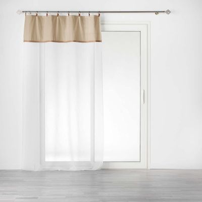 Voilage à anneaux 140 x 240 cm Polycoton sablé + jute Leana Beige