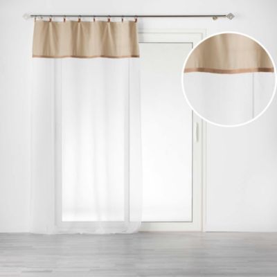 Voilage à anneaux 140 x 240 cm Polycoton sablé + jute Leana Beige