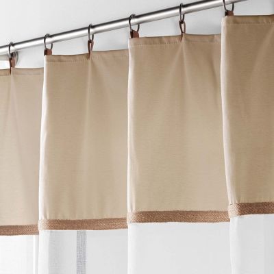 Voilage à anneaux 140 x 240 cm Polycoton sablé + jute Leana Beige