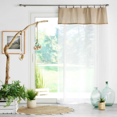 Voilage à anneaux 140 x 240 cm Polycoton sablé + jute Leana Beige
